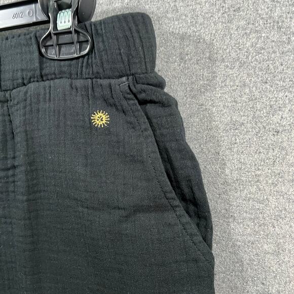 Susan Graver Soleil Regular Gauze Wide Leg Crop Beach Pant Black Medium - Picture 4 of 9